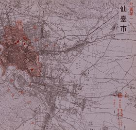 Drawing of Air-Raid Damaged Site of Sendai