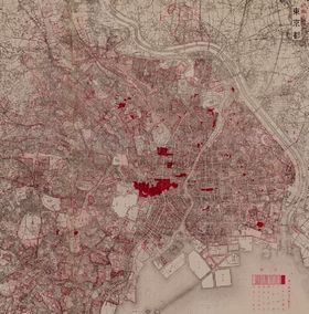 Drawing of Air-Raid Damaged Site of Tokyo